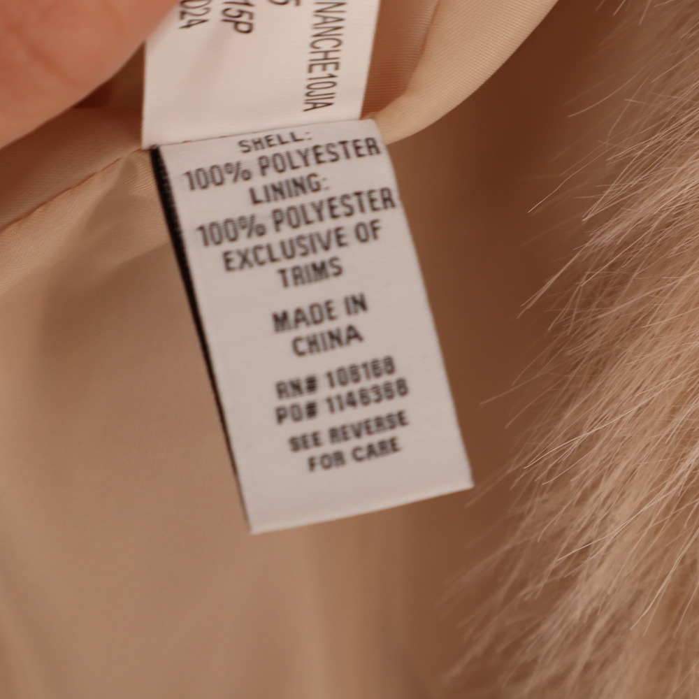 RSQ Faux Fur Jacket Womens Large Beige Lined Shawl Collar Snap Front Winter - Picture 4 of 6